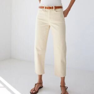 AYR The Beat Drop Barrel Denim Mom Jean in Straw Hat (Cream) Size 34
